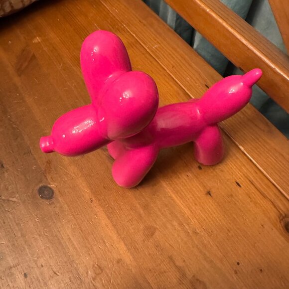 Balloon Dog Pink  Ceramic Figurine 7.5" Hx7" L Decorative Decor Statue Pop Art - Picture 3 of 8